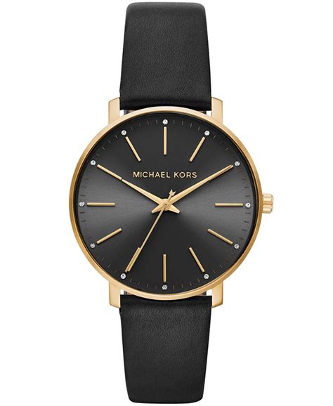 michael kors women's pyper black leather strap watch 38mm|Michael Kors pyper.